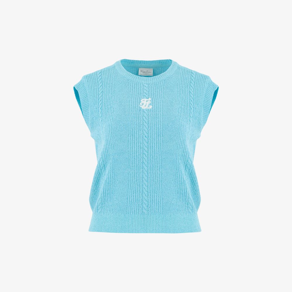 FairLiar - Áo vest len Terry Knit - Xanh ngọc