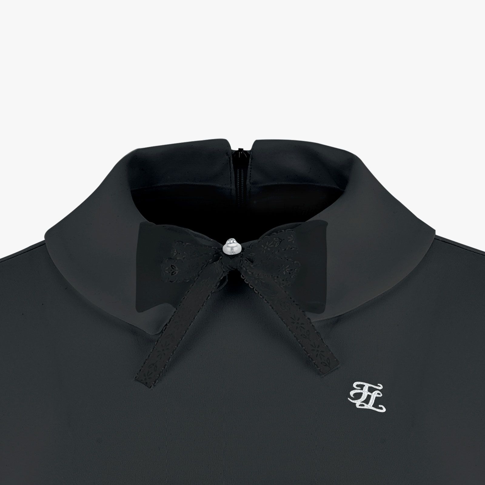 FairLiar - Áo thun dài tay Double Stand Collar - Đen