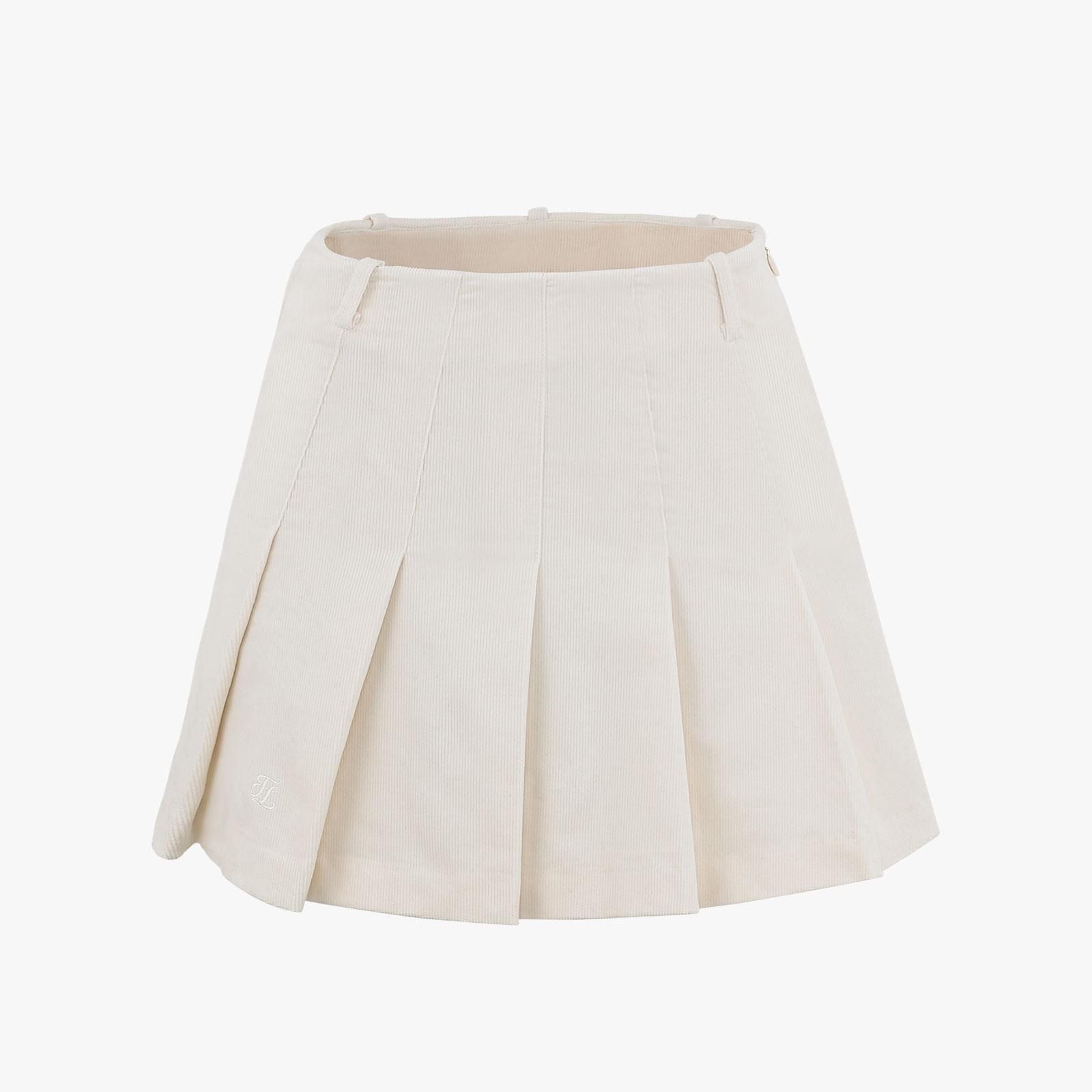 Chân váy Corduroy Pleated – Kem
