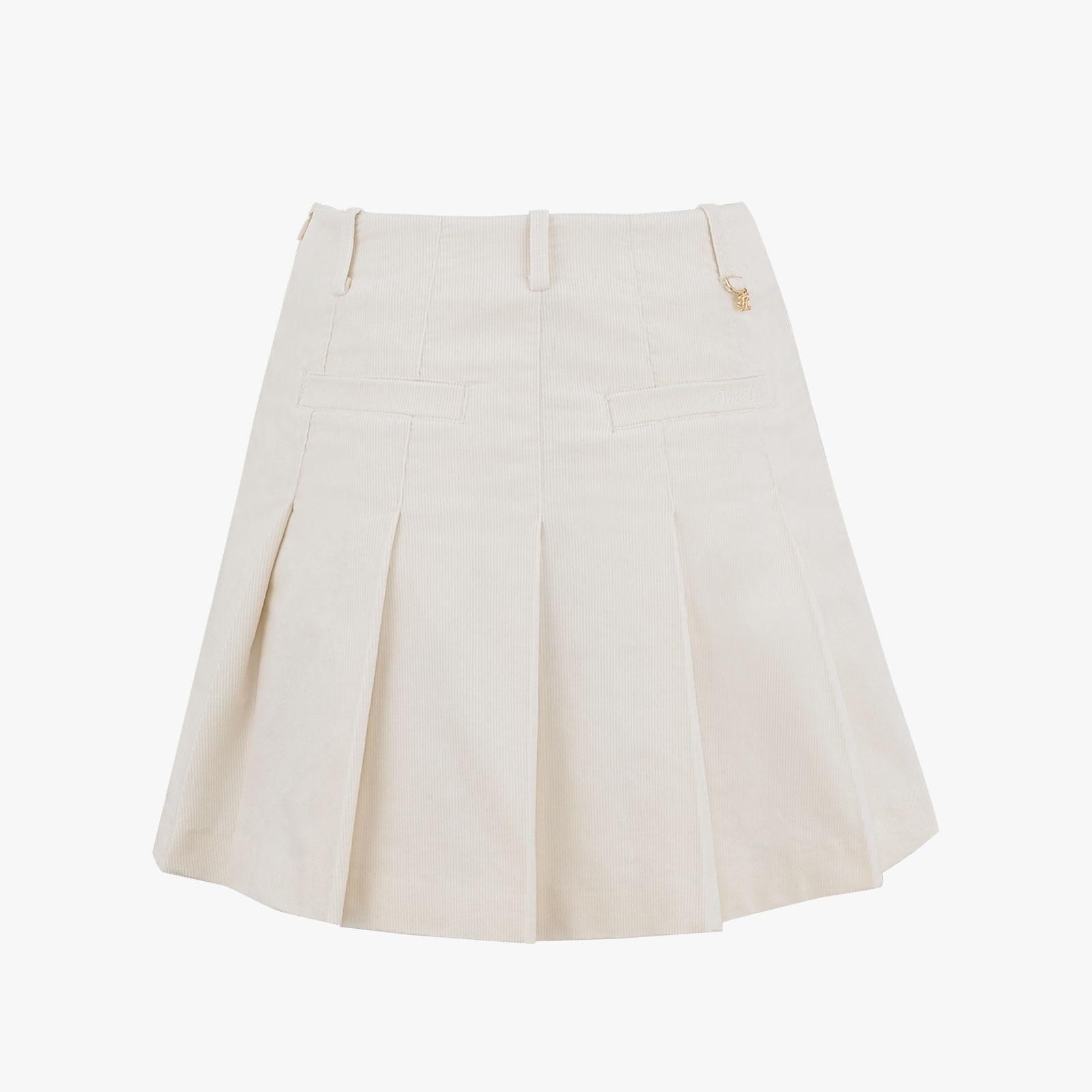 FairLiar - Chân váy Corduroy Pleated - Kem