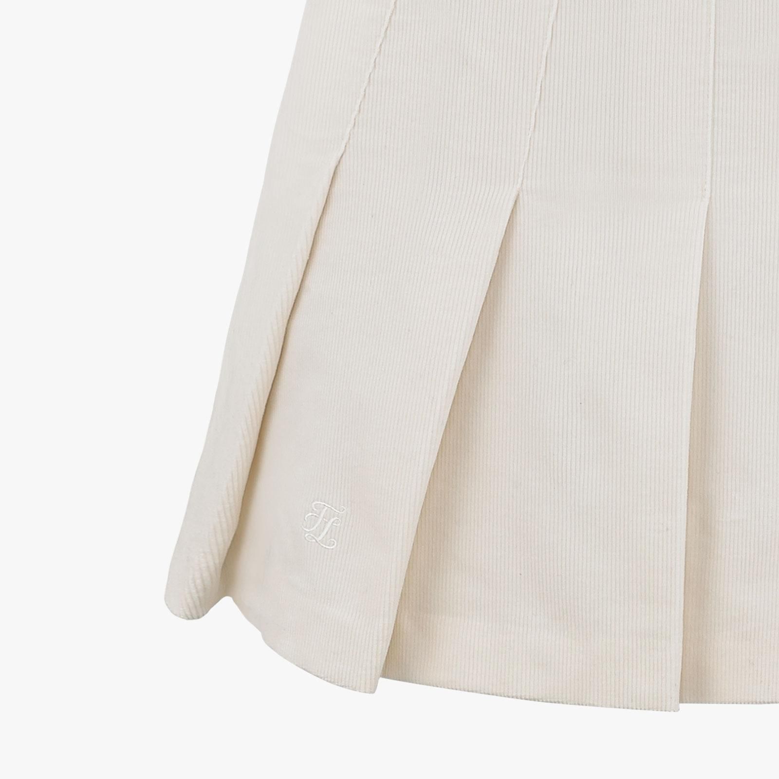 FairLiar - Chân váy Corduroy Pleated - Kem