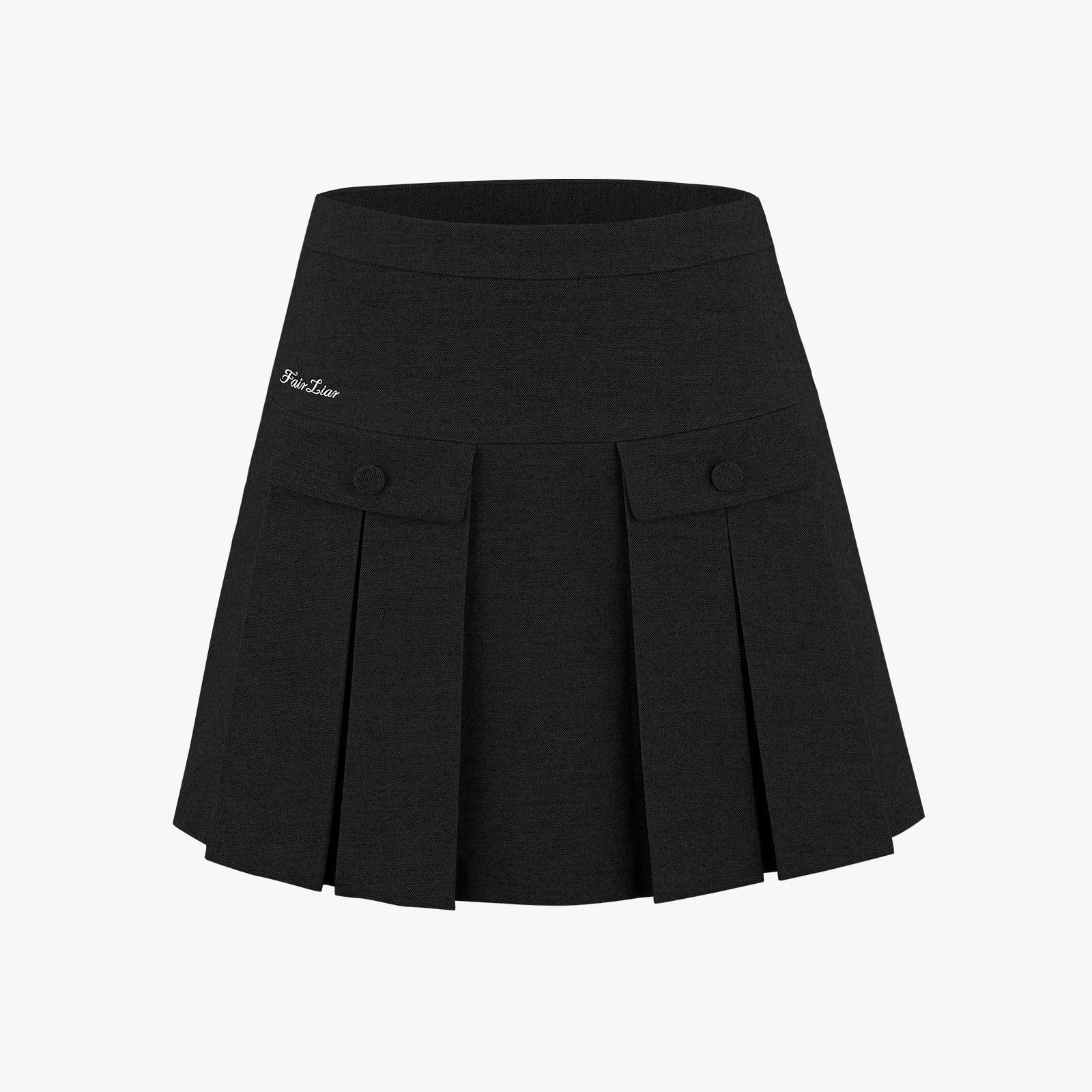 Chân váy High-Waist A-Line Corduroy - Đen