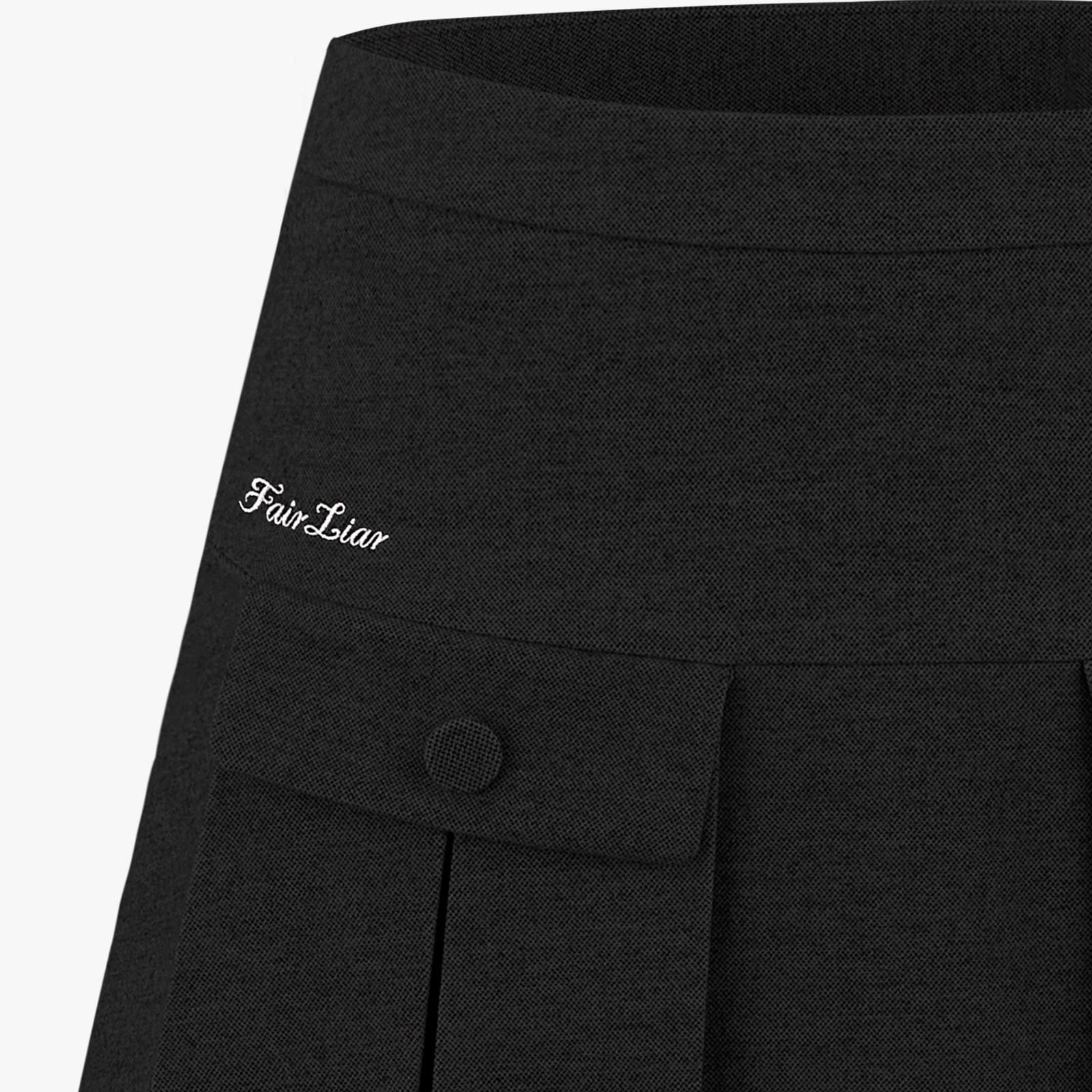 FairLiar - Chân váy High-Waist A-Line Corduroy - Đen