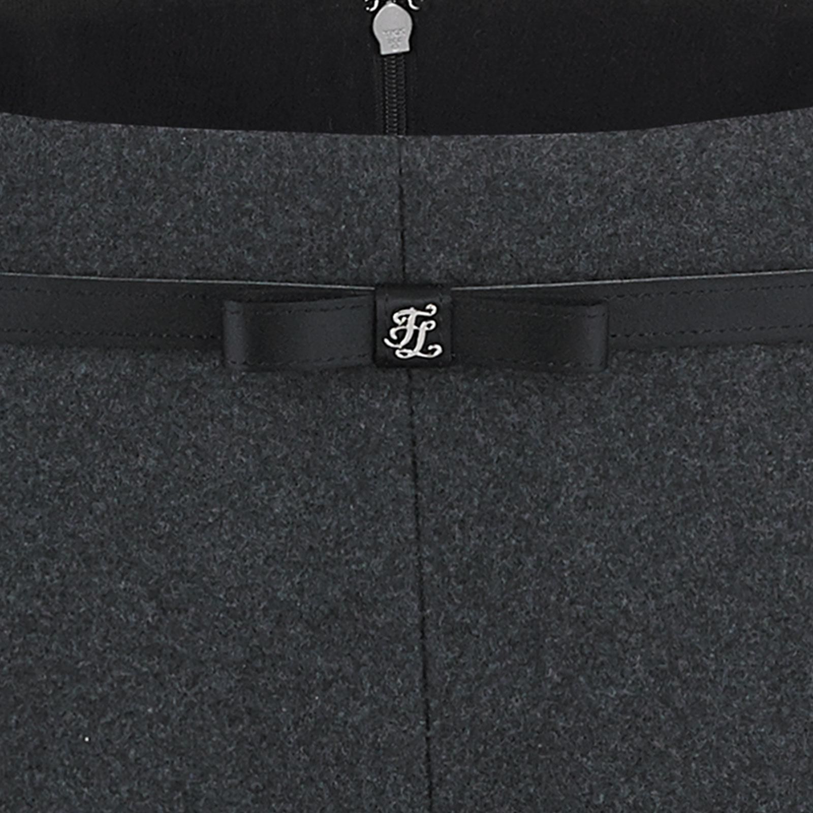 FairLiar - Chân váy Ribbon Belt Flare Wool - Xám
