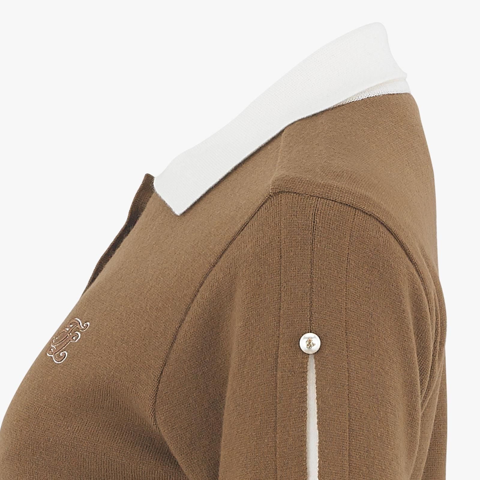 FairLiar - Áo len Pearl Decorated Collar Windproof - Be