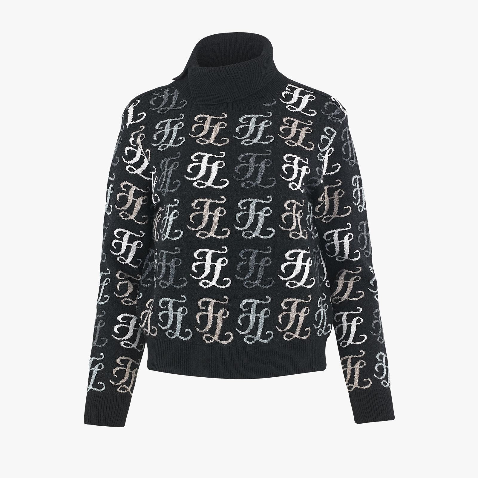 Áo len Turtleneck Jacquard - Đen