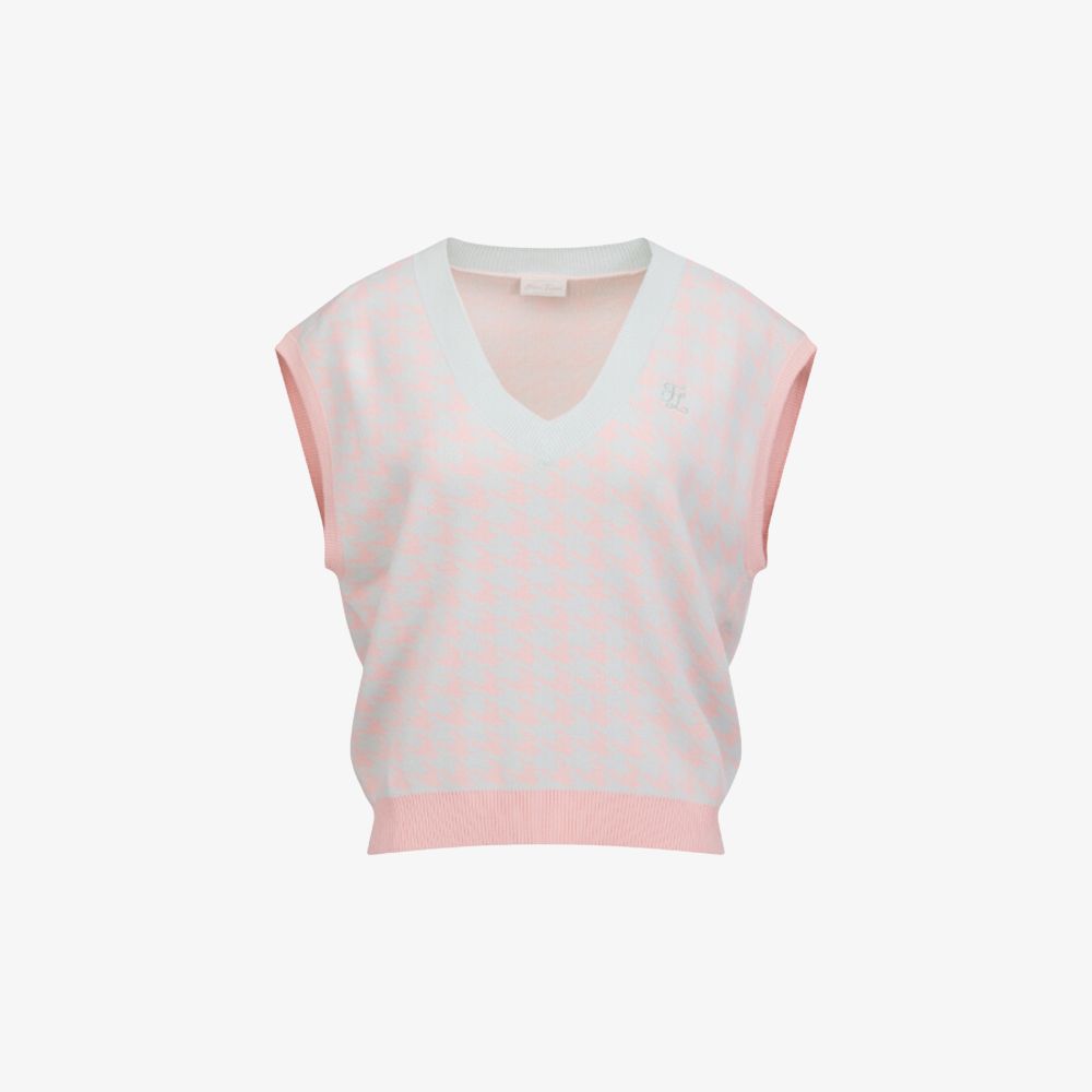 FairLiar - Áo vest dệt kim Houndstooth - Xanh mint