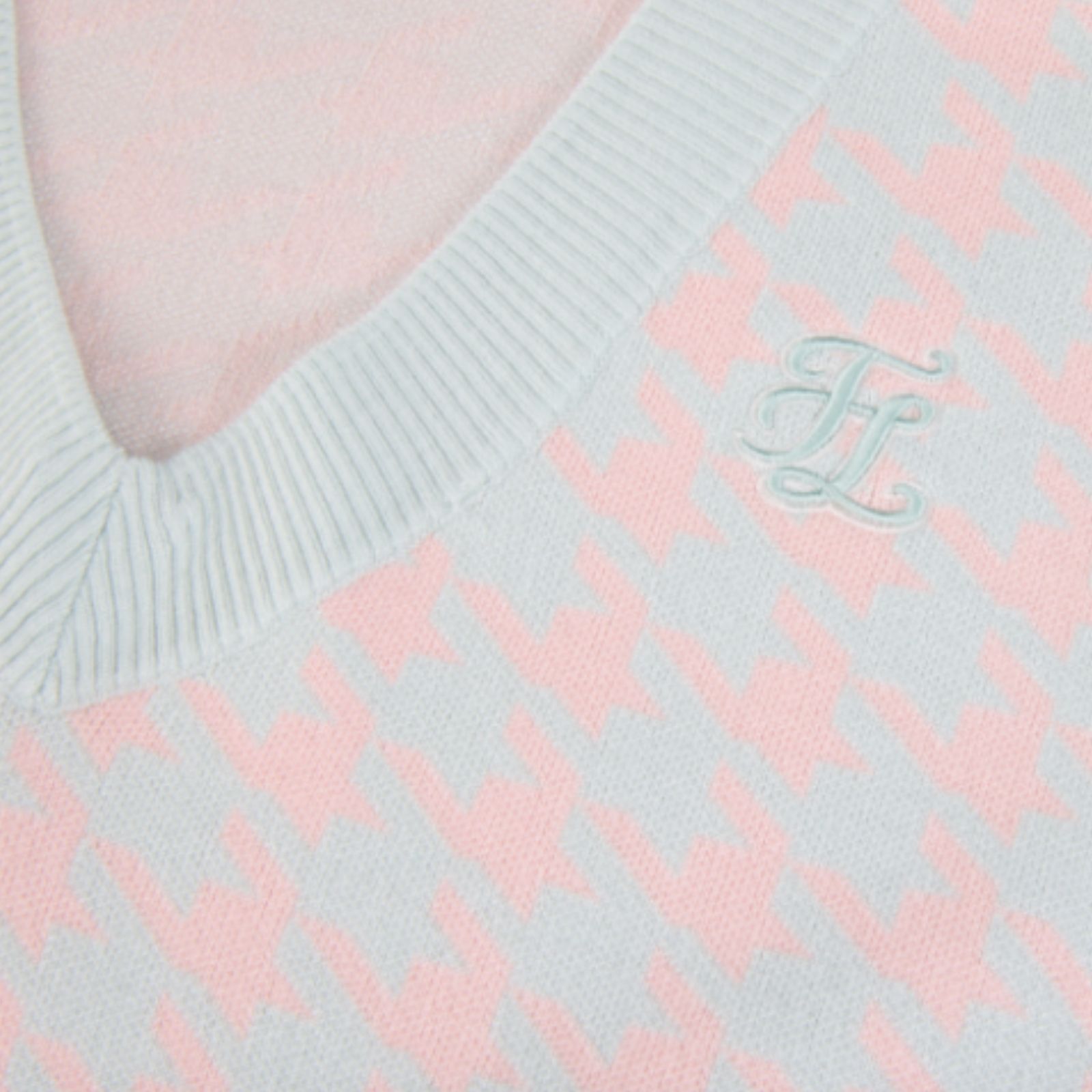 FairLiar - Áo vest dệt kim Houndstooth - Xanh mint