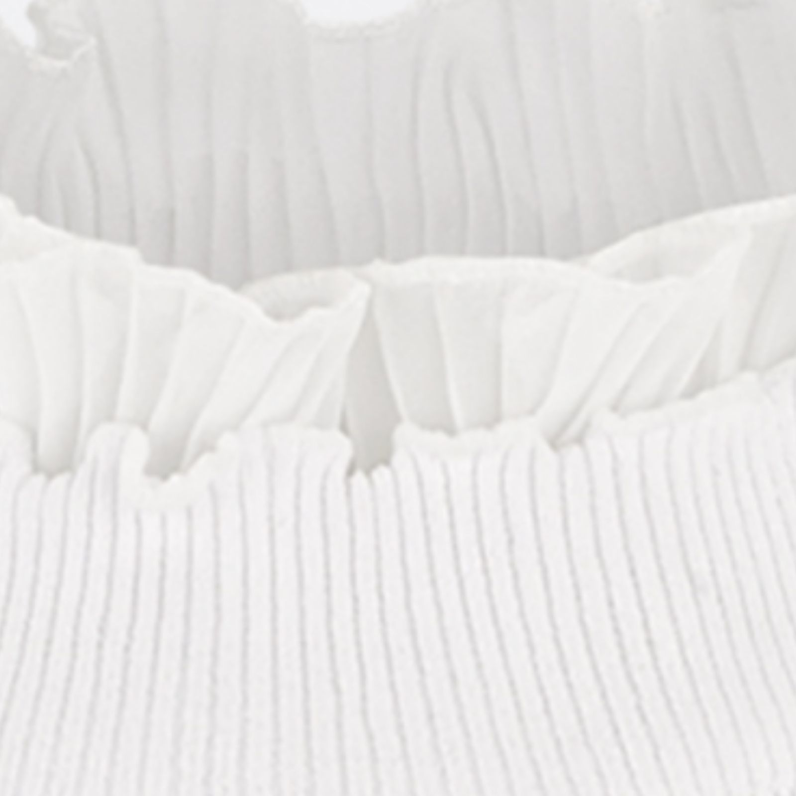 FairLiar - Áo dệt kim nữ Double Frill High-Neck - Trắng