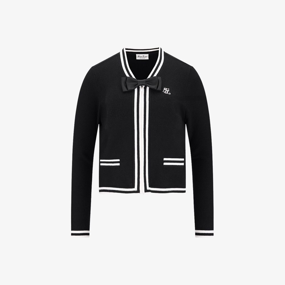 FairLiar - Áo cardigan khóa kéo nơ