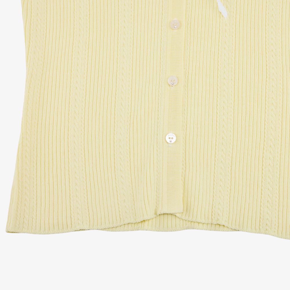FairLiar - Áo cardigan cổ chữ V xếp nếp Vàng