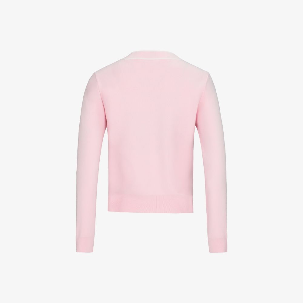 FairLiar - Áo cardigan cổ V đính nơ Hồng