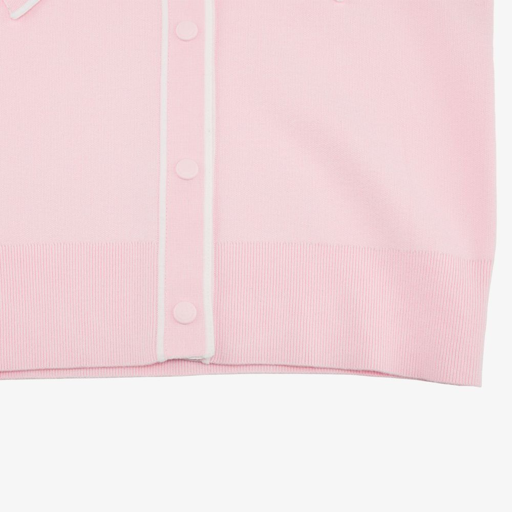 FairLiar - Áo cardigan cổ V đính nơ Hồng
