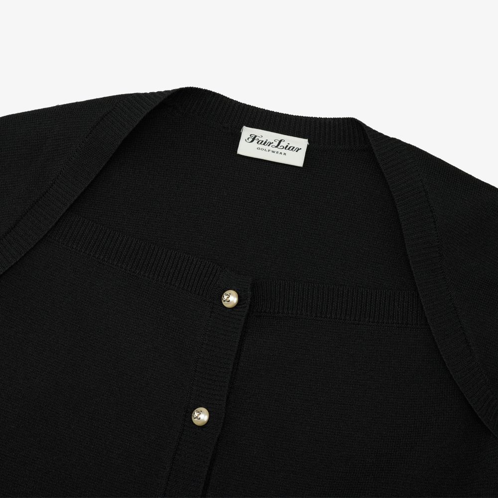 FairLiar - Áo cardigan ren ngắn Đen