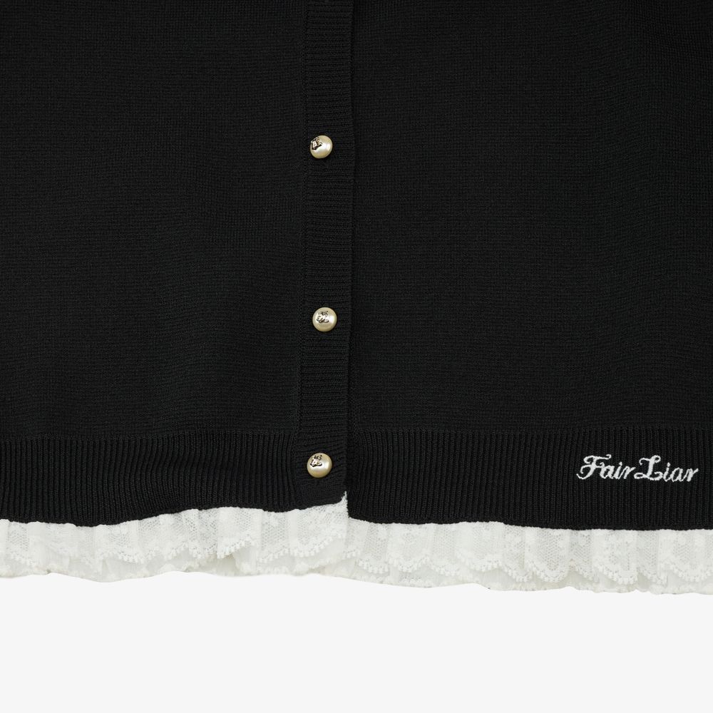FairLiar - Áo cardigan ren ngắn Đen
