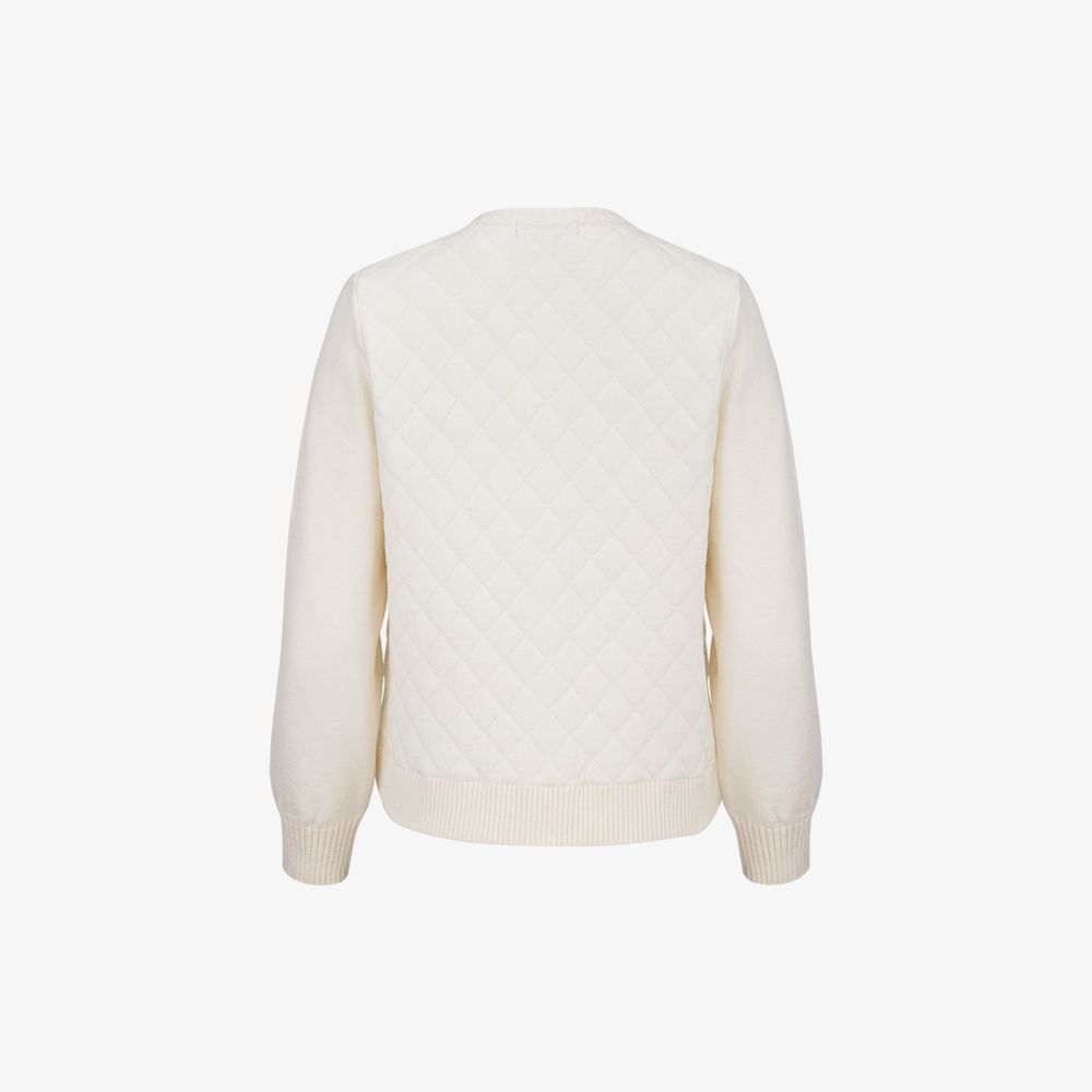 FairLiar - Áo cardigan chần bông dệt jacquard Kem