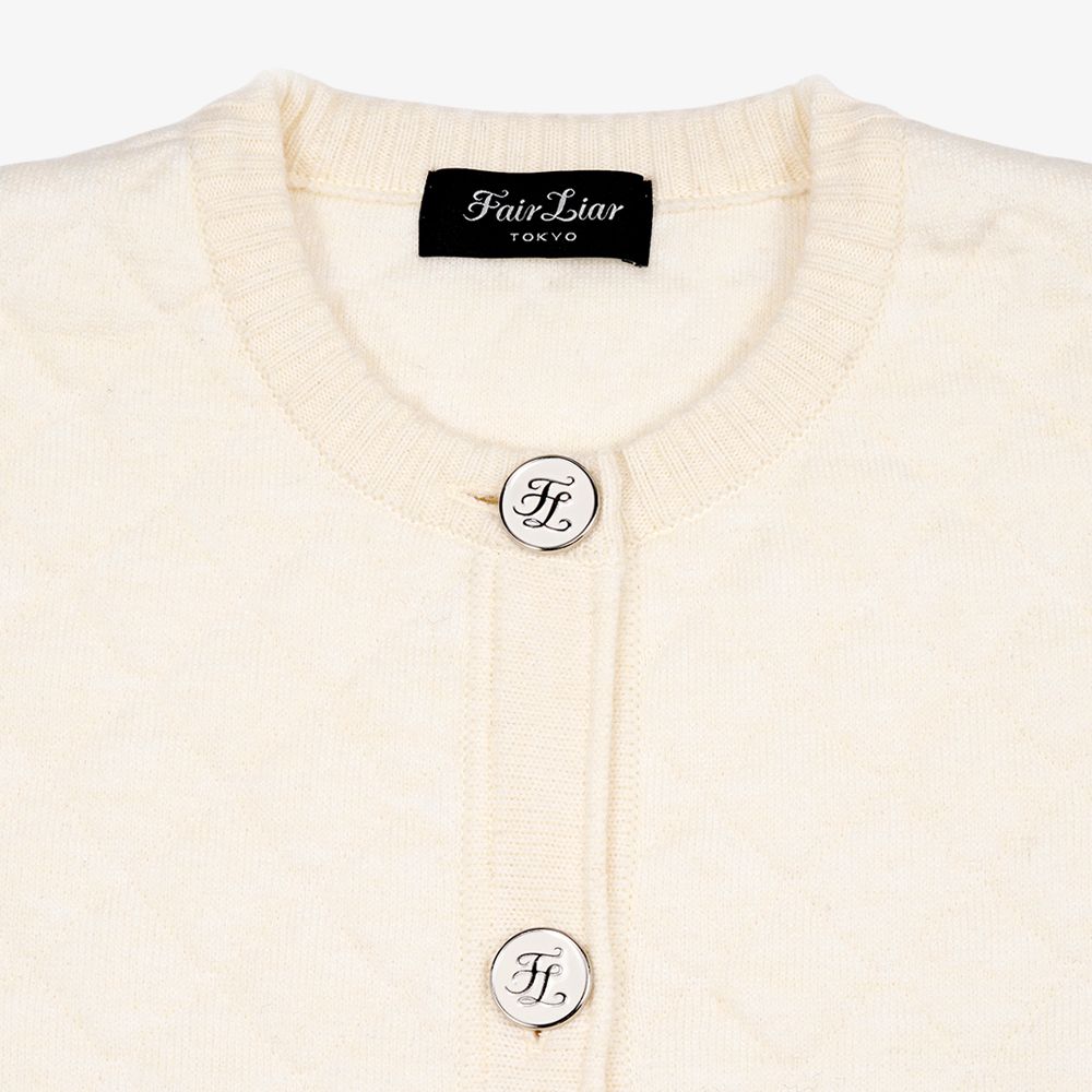 FairLiar - Áo cardigan chần bông dệt jacquard Kem
