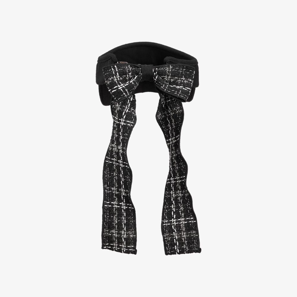 FairLiar - Mũ visor vải tweed đính nơ Đen
