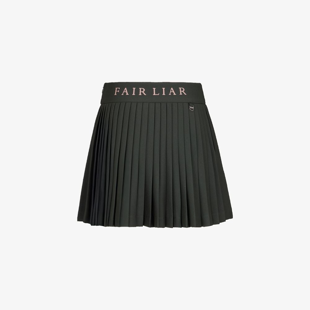 Chân váy Pique Back Logo Pleated Skirt Kaki