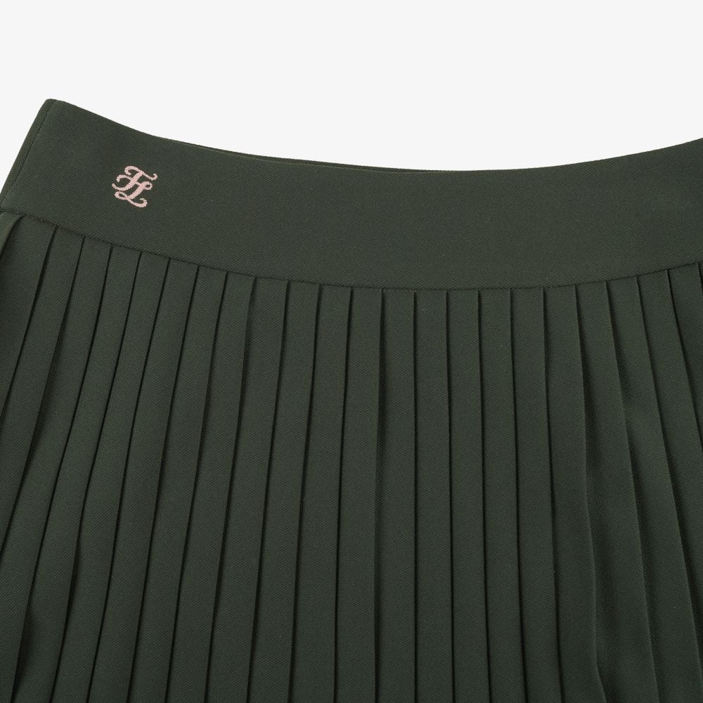 Chân váy Pique Back Logo Pleated Skirt Kaki
