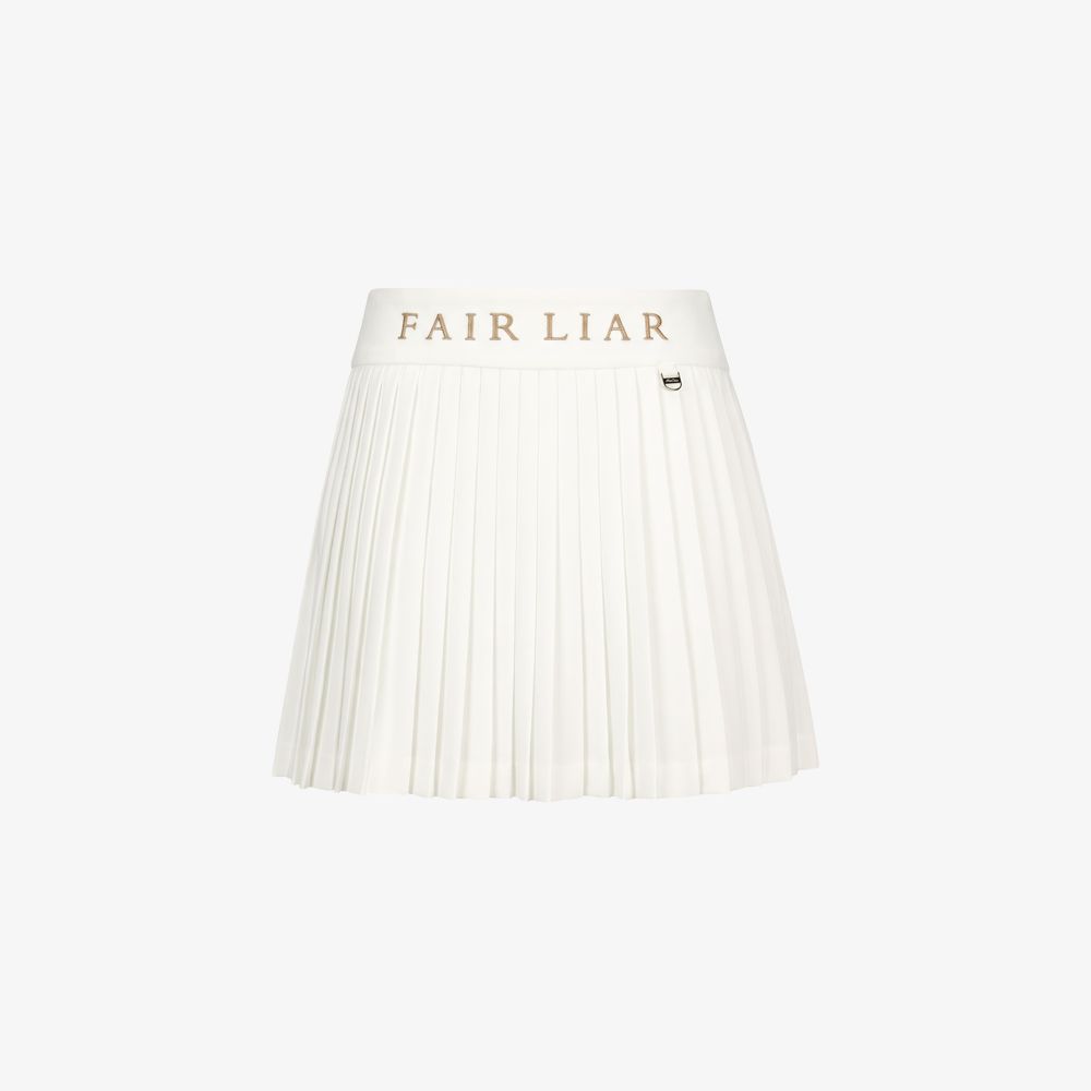 FairLiar - Chân váy Pique Back Logo Pleated Skirt Trắng