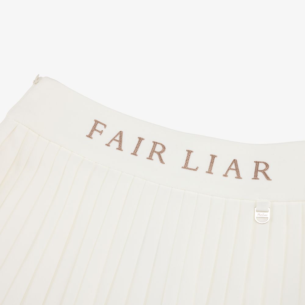 FairLiar - Chân váy Pique Back Logo Pleated Skirt Trắng