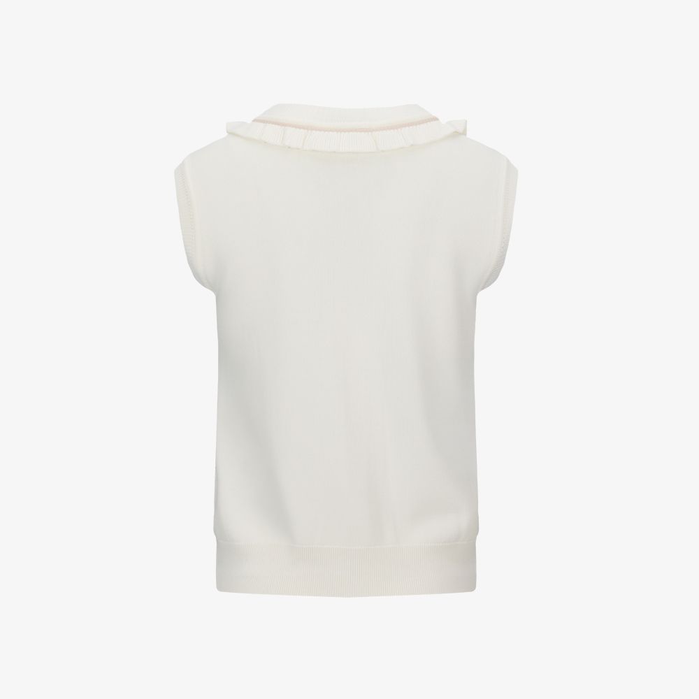 FairLiar - Áo vest cổ chữ V xếp nếp Trắng ngà