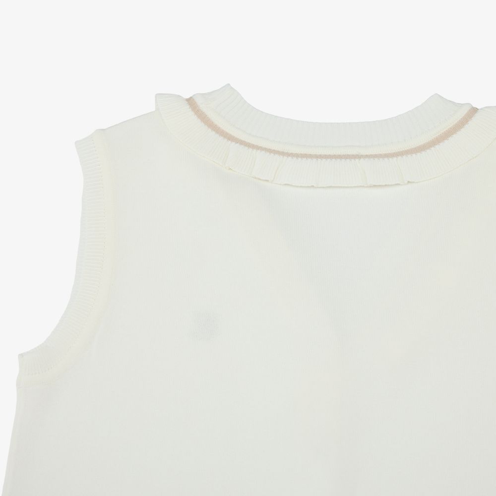 FairLiar - Áo vest cổ chữ V xếp nếp Trắng ngà