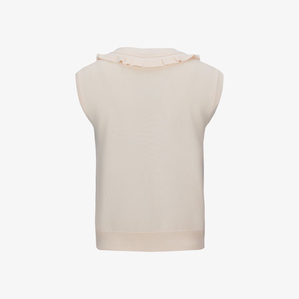 FairLiar - Áo vest cổ chữ V xếp nếp Hồng