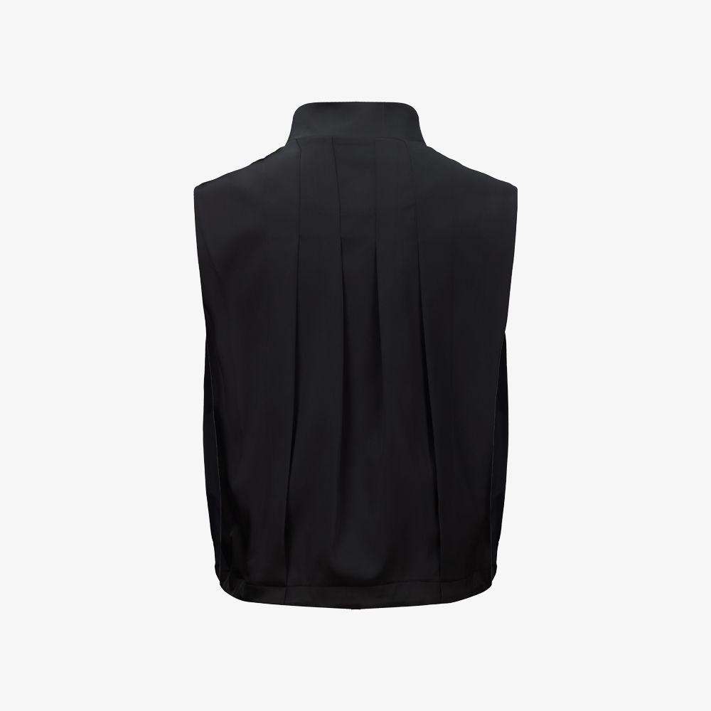 FairLiar - Áo gile croptop xếp ly nổi Đen