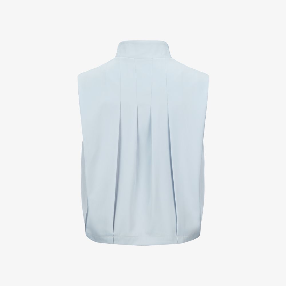 FairLiar - Áo gile croptop xếp ly nổi Xanh dương