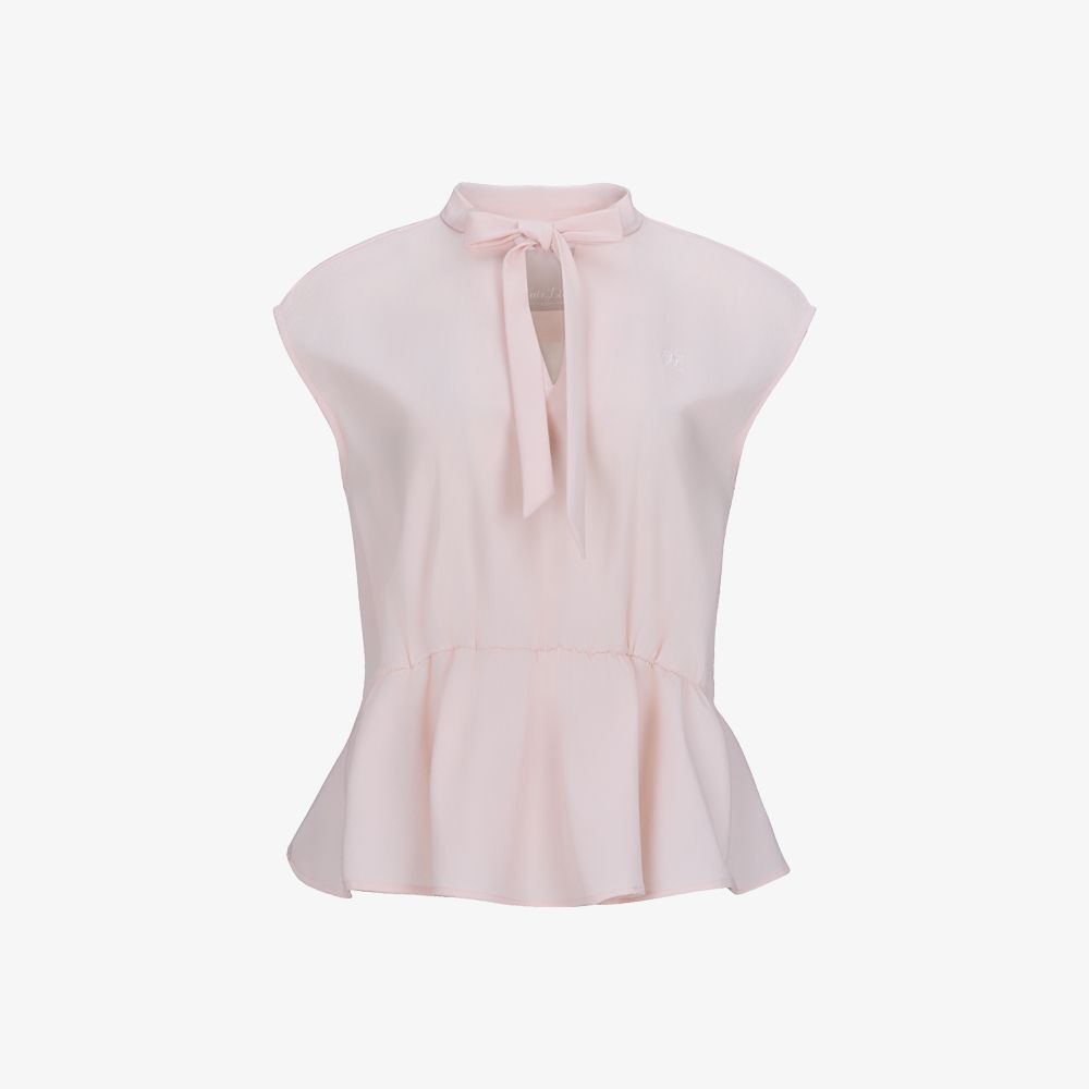 FairLiar - Áo vest ren xuyên thấu có xếp ly Hồng