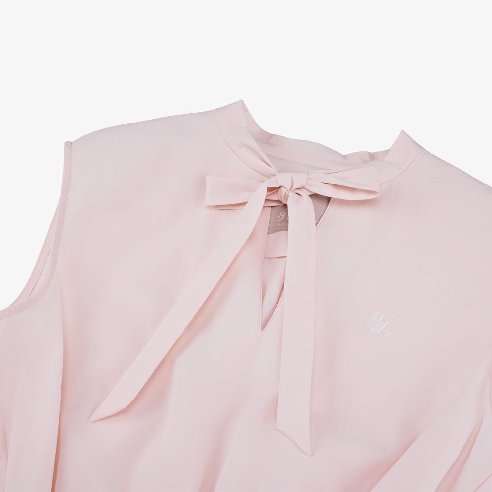 FairLiar - Áo vest ren xuyên thấu có xếp ly Hồng