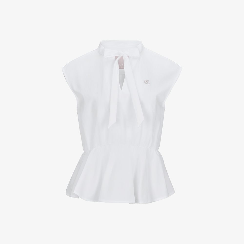Áo vest ren xuyên thấu có xếp ly Trắng