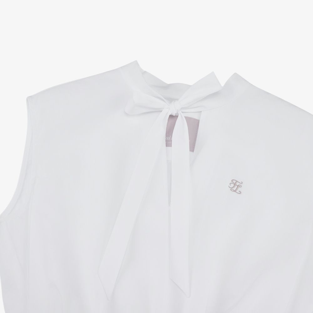FairLiar - Áo vest ren xuyên thấu có xếp ly Trắng