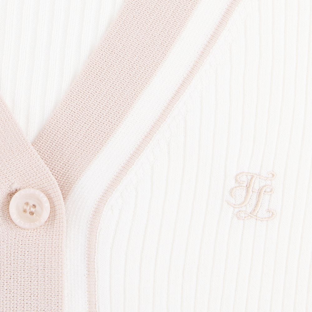 Áo cardigan dệt kim viền phối màu