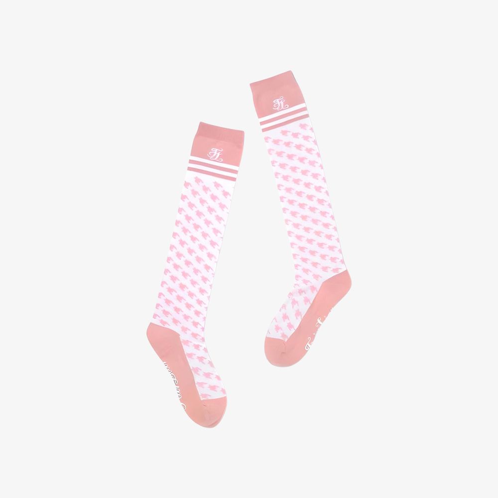 FairLiar - Tất đầu gối Houndstooth - Hồng