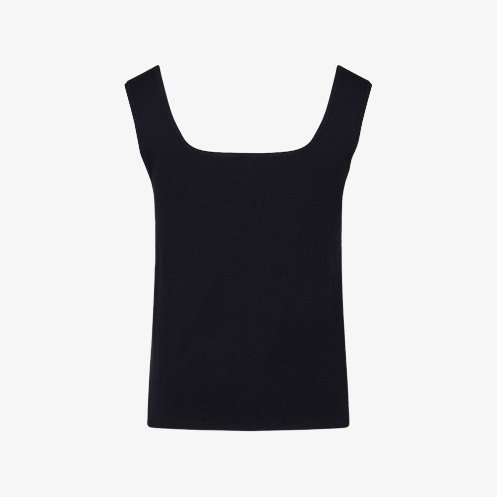 FairLiar - Áo vest cổ vuông có đính ruy băng ngọc trai