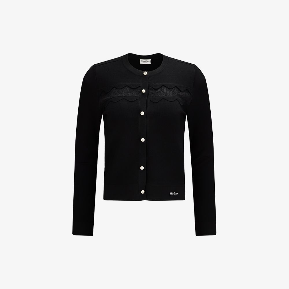 FairLiar - Áo cardigan ren viền lượn sóng