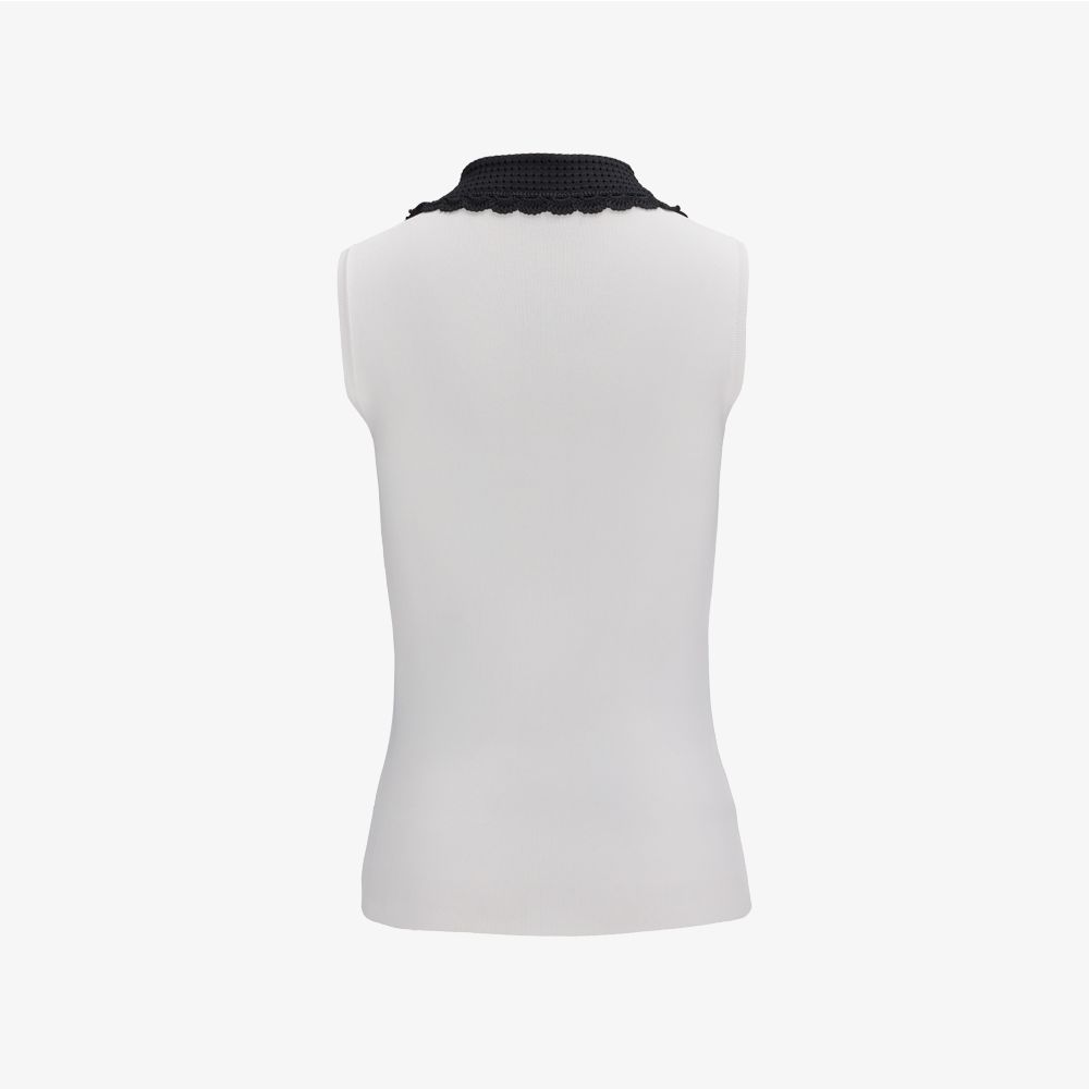 FairLiar - Áo Crochet Collar Sleeveless Knit