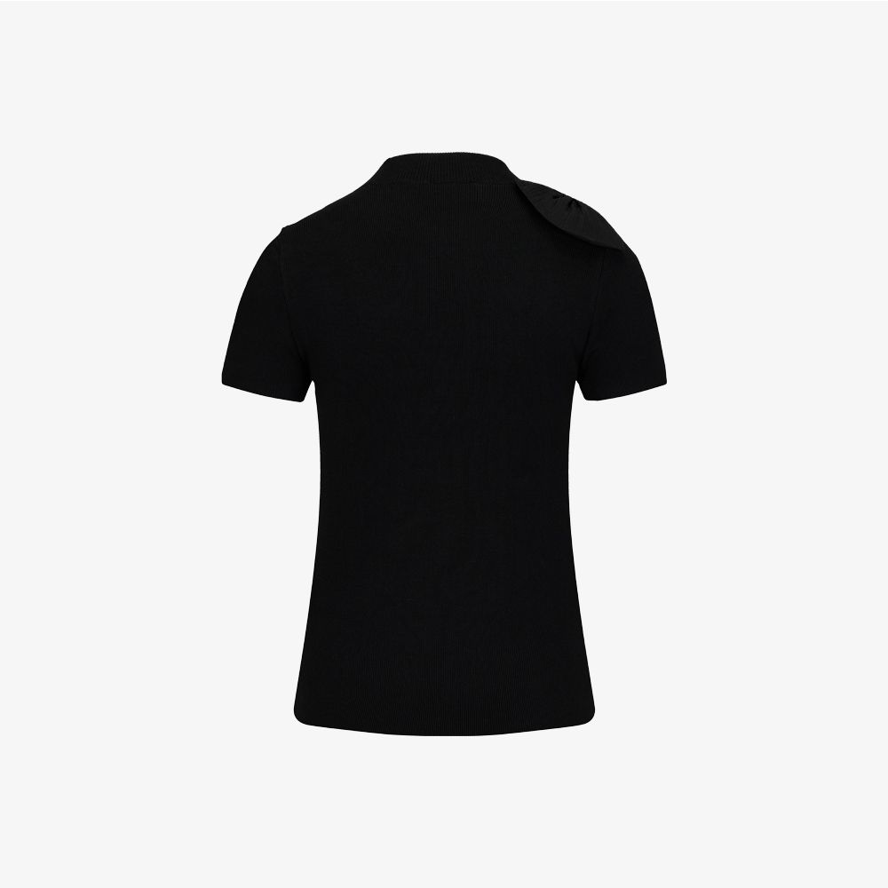 FairLiar - Áo Chiffon Ribbon Cap Sleeve knit