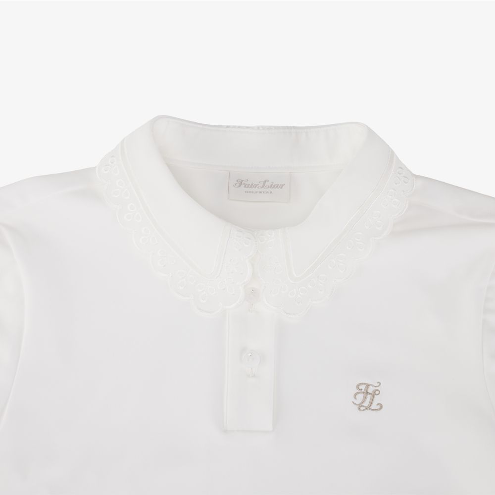 FairLiar - Áo thun có cổ Eyelet Lace