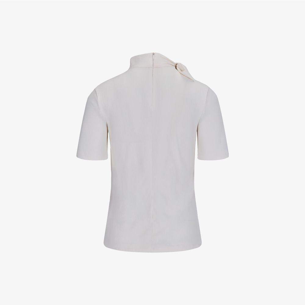 FairLiar - Áo thun cổ cao thắt nơ Seven-Button
