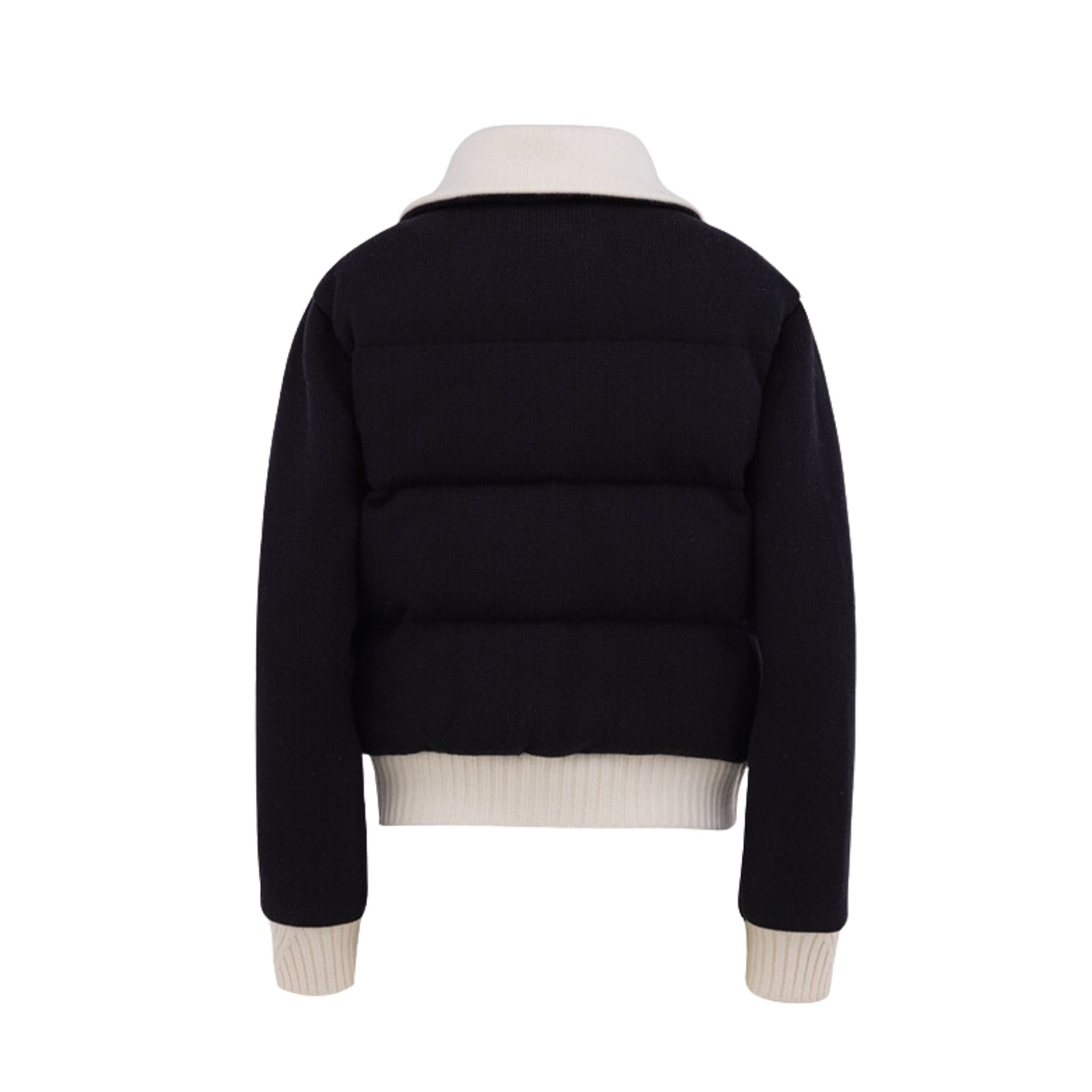 FairLiar - Áo khoác dệt kim nữ Contrast Knit Down - Đen