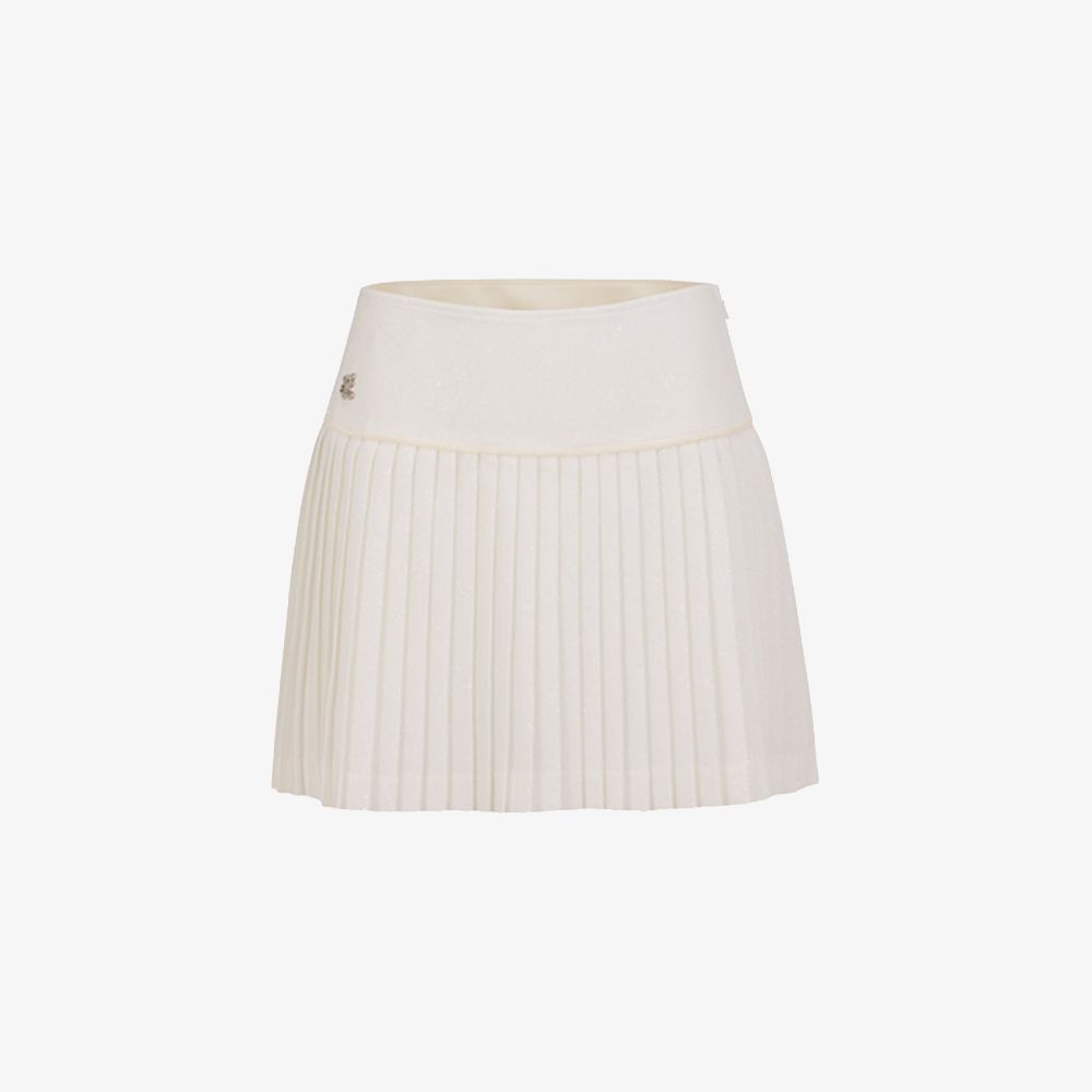 FairLiar - Chân váy xếp ly Glitter Pleated - Kem