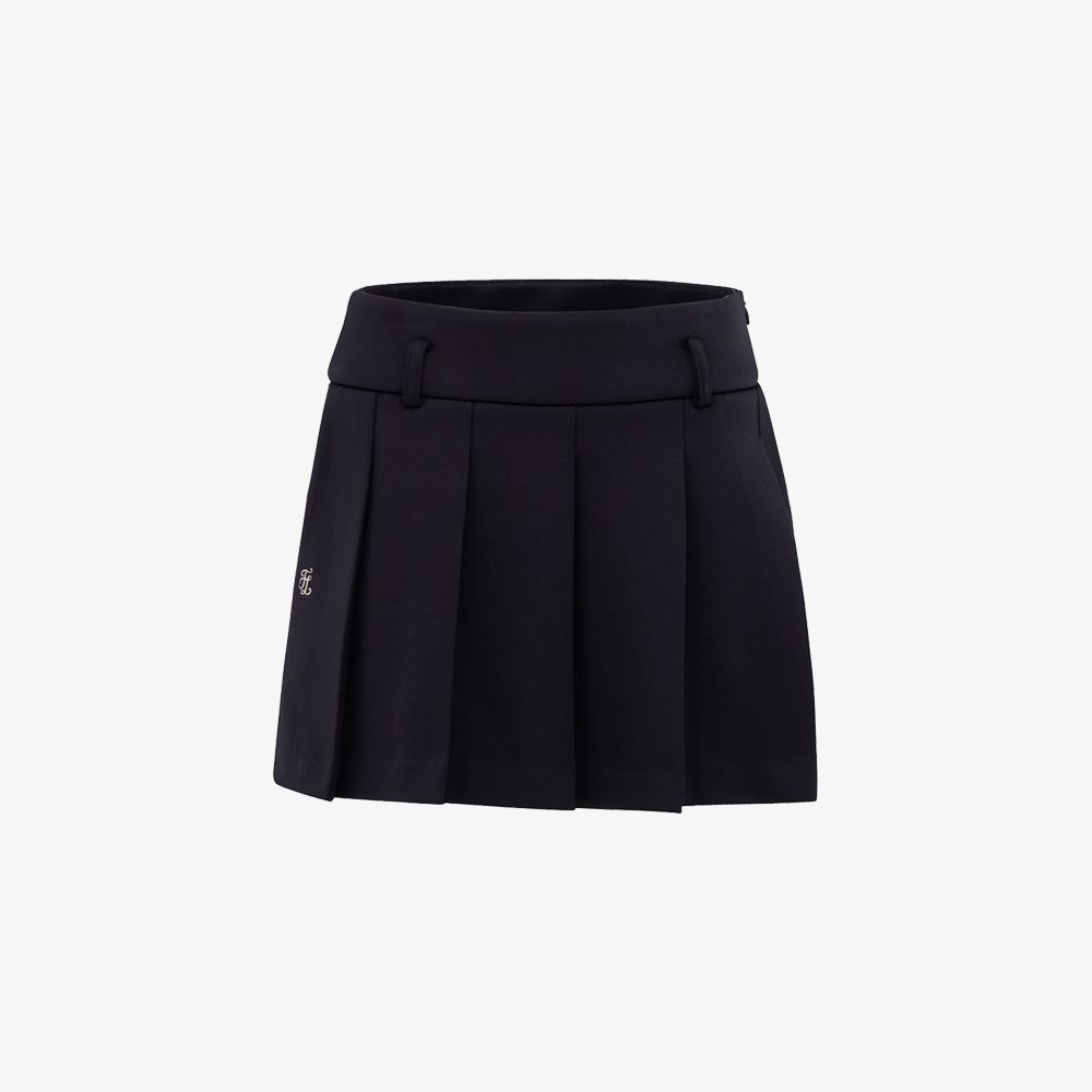 FairLiar - Quần shorts giả váy fleece pleated - Đen