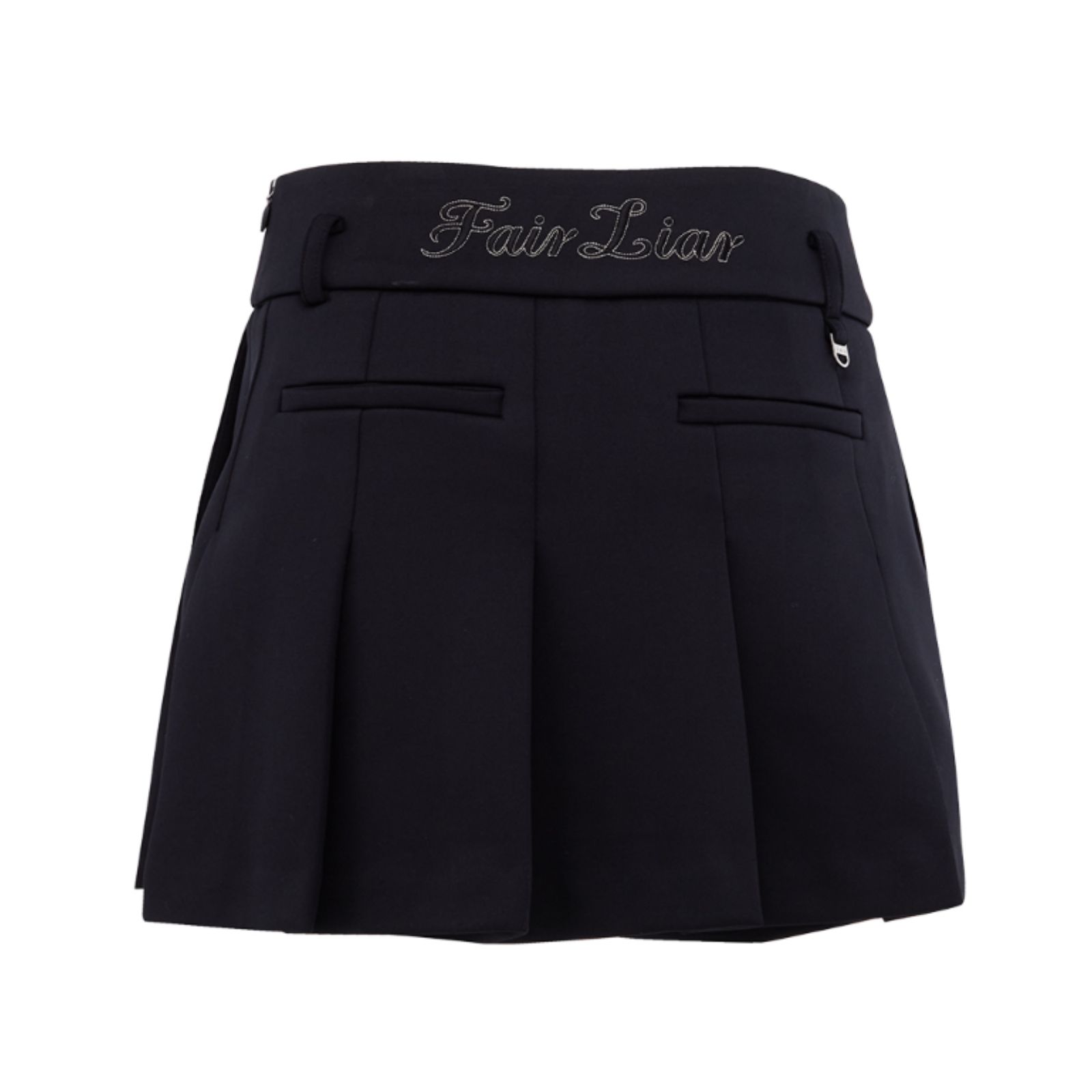 FairLiar - Quần shorts giả váy fleece pleated - Đen