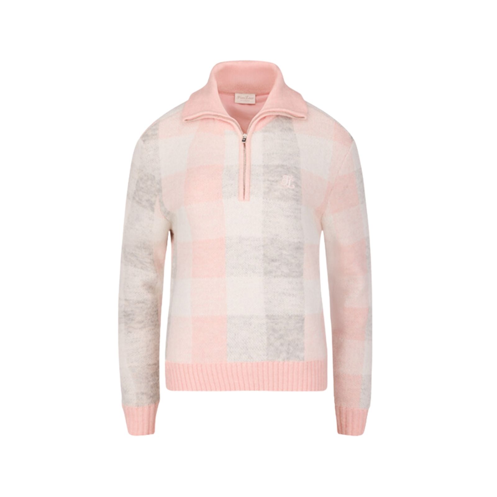 FairLiar - Áo len dệt kim Collar Check Windproof - Hồng