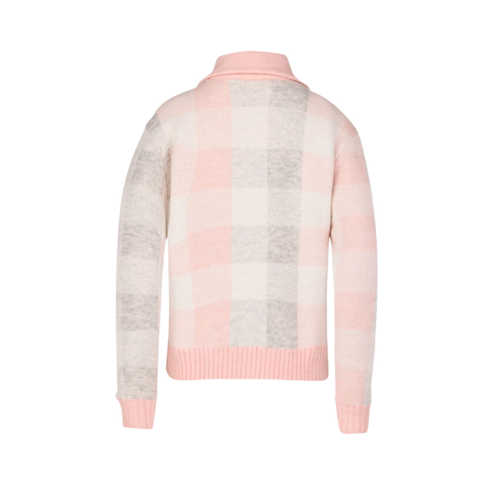 FairLiar - Áo len dệt kim Collar Check Windproof - Hồng