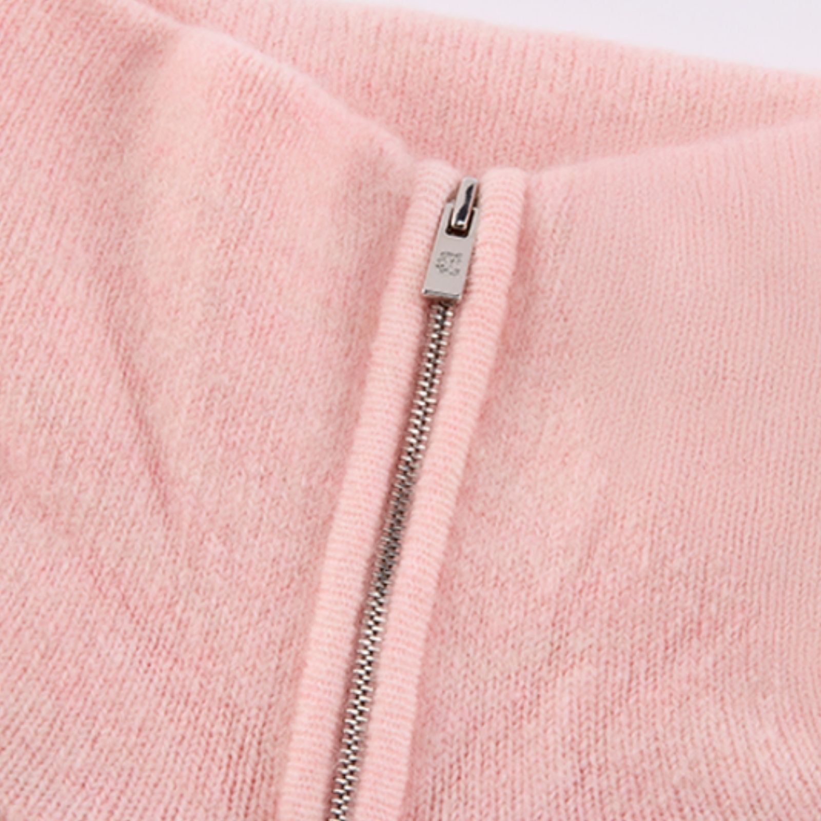 FairLiar - Áo len dệt kim Collar Check Windproof - Hồng